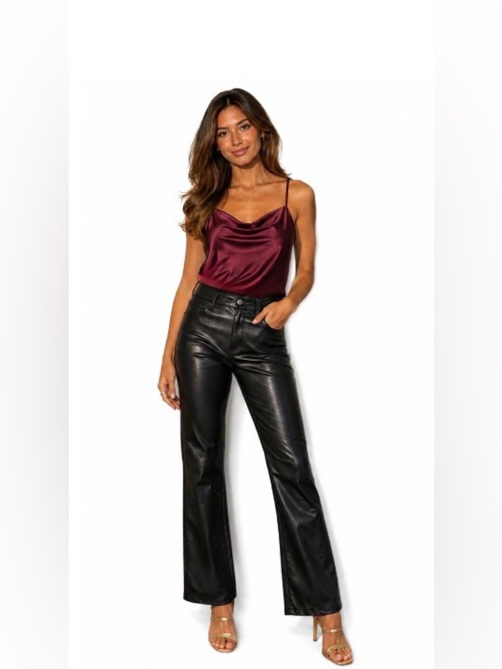 Faux Leather Boot Cut Pants